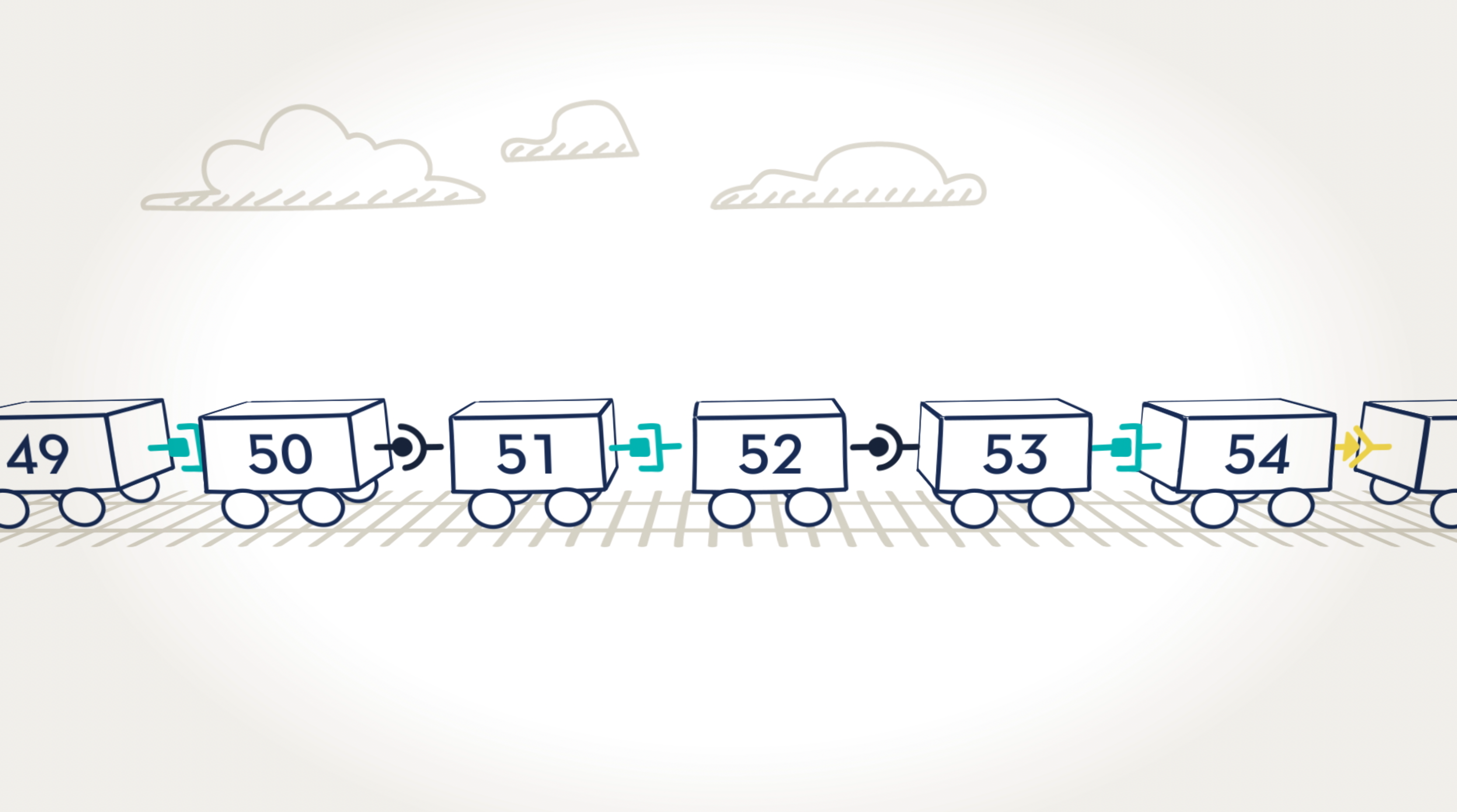 Graphic of train cars representing exons in the dystrophin gene