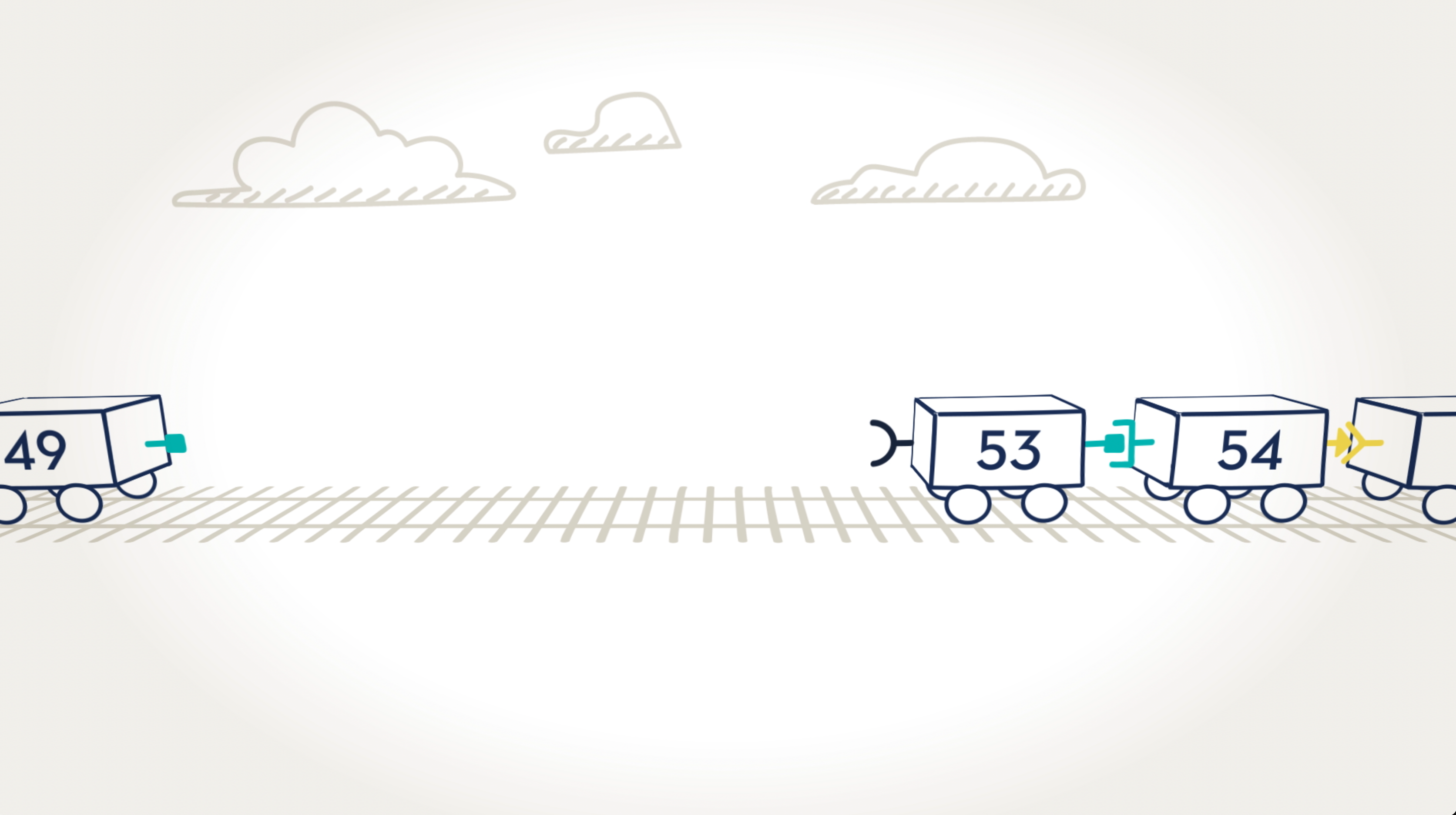 Graphic of train cars showing missing exons