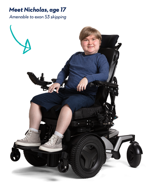 Nicholas, age 17 Amenable to exon 53 skipping