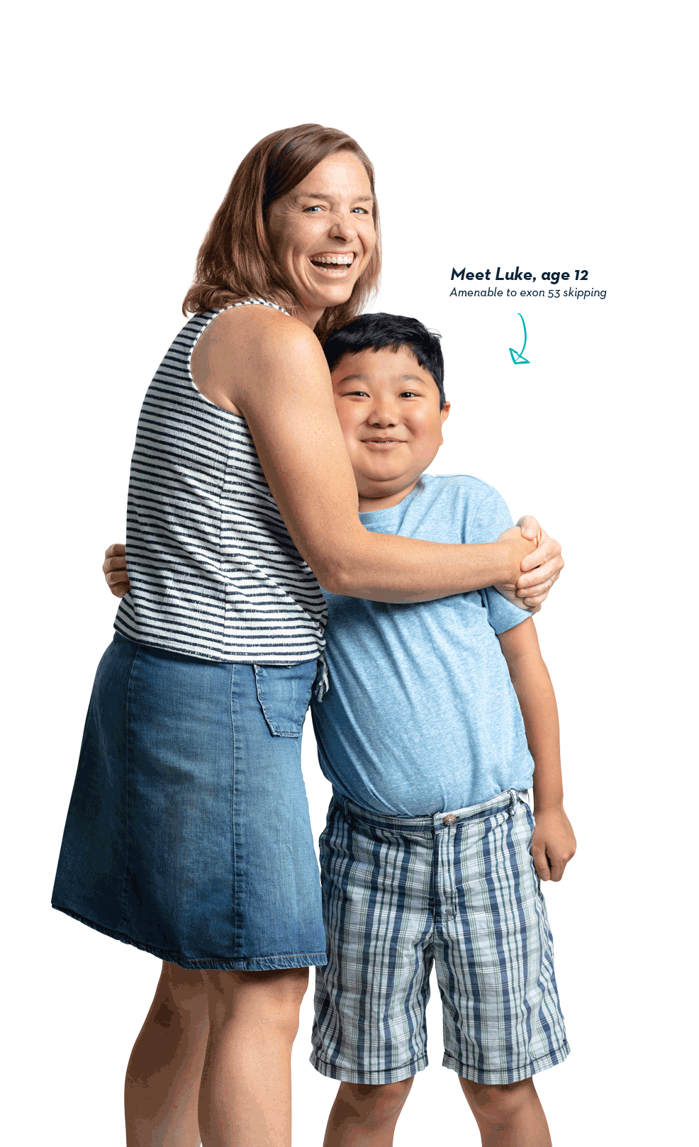 Luke, age 12 Amenable to exon 53 skipping – and his mom