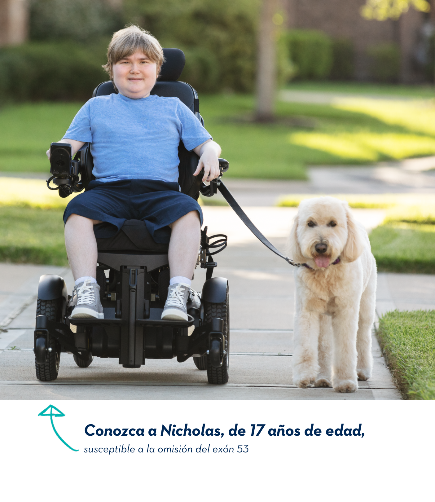 Conozca a Nicholas, de 17 años de edad, susceptible a la omisión del exón 53